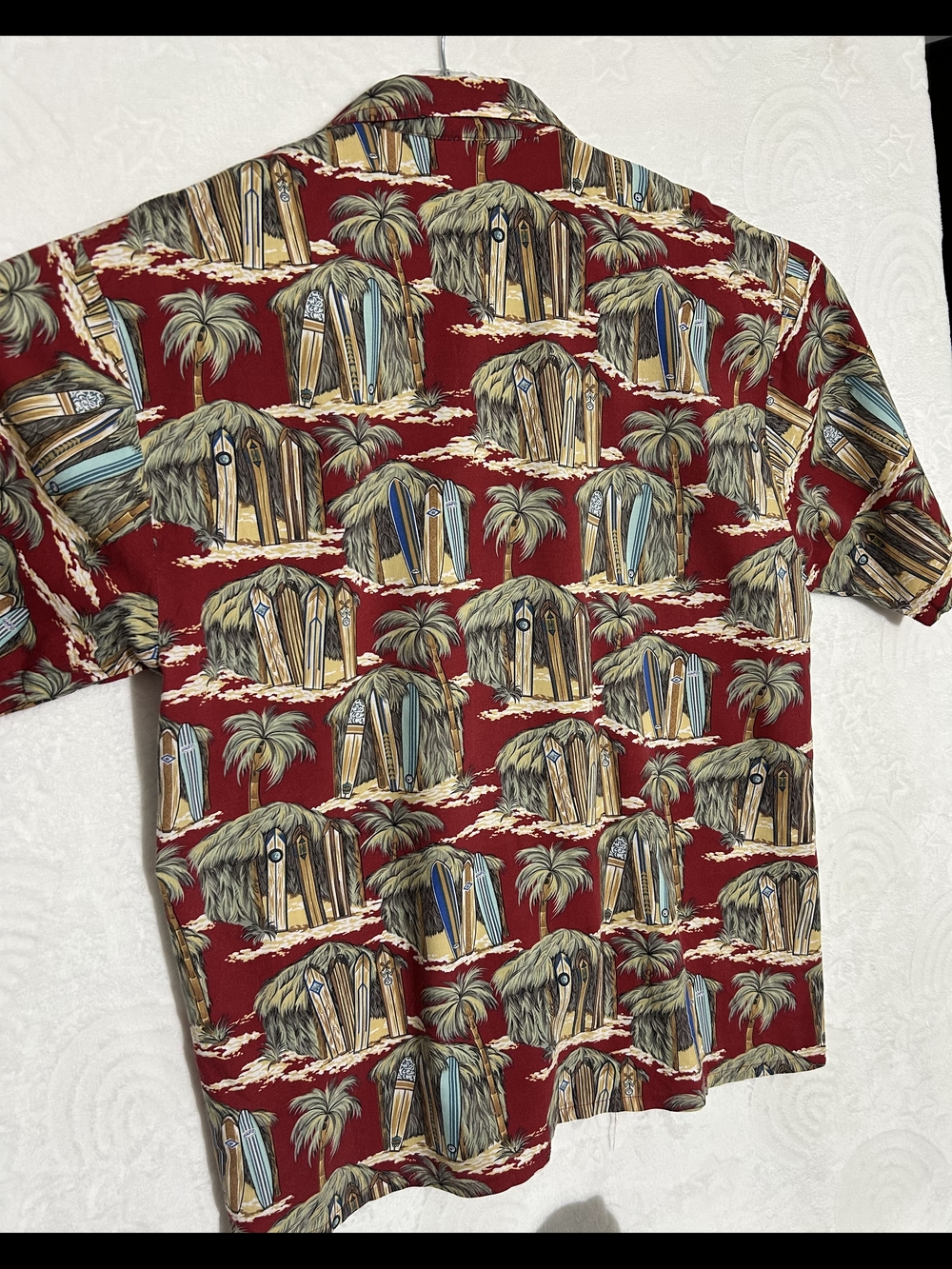 Men's Casual Red Tropical Surf Short-Sleeve Button-Down Shirt - Picture 2 of 3